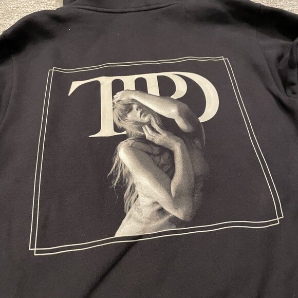 Taylor Swift Tortured Poets Hoodie Womens Small Black Spotify Exclusive Pullover - Picture 2 of 12